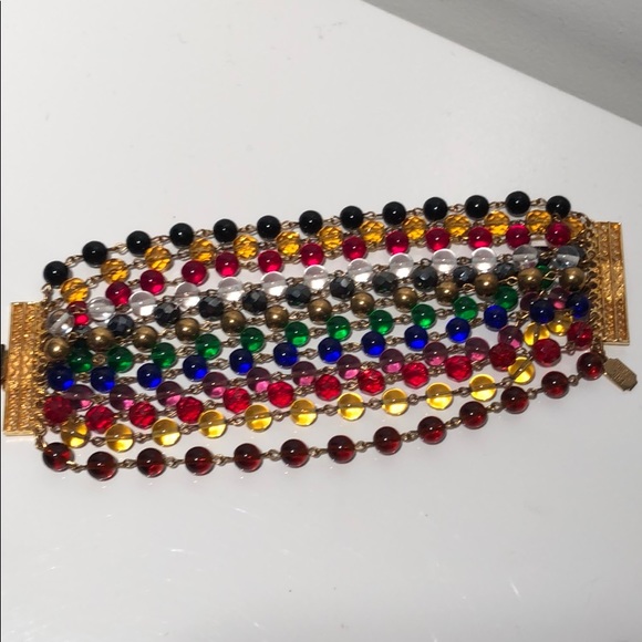 VINTAGE JEWEL BEADED DANGLING EARRINGS - Picture 7 of 8